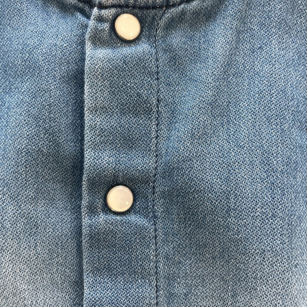 ba&sh Light Blue Ruffle Denim Top - Picture 9 of 9